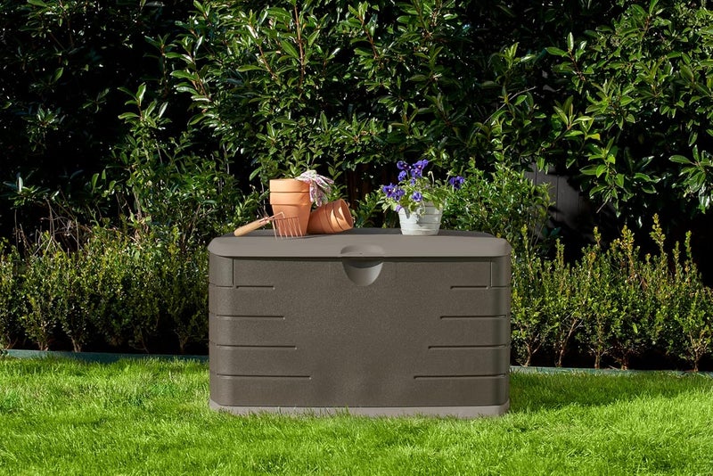 Rubbermaid Rubbermaid Medium Resin Outdoor Storage Deck Box 73 Gal Weather Resistant Brown Deck Organization for HomeBackyardPool ChemicalsToysGarden ToolsPorchPatio Cushions  - Image 5