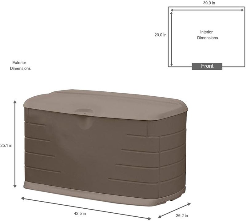 Rubbermaid Rubbermaid Medium Resin Outdoor Storage Deck Box 73 Gal Weather Resistant Brown Deck Organization for HomeBackyardPool ChemicalsToysGarden ToolsPorchPatio Cushions  - Image 3
