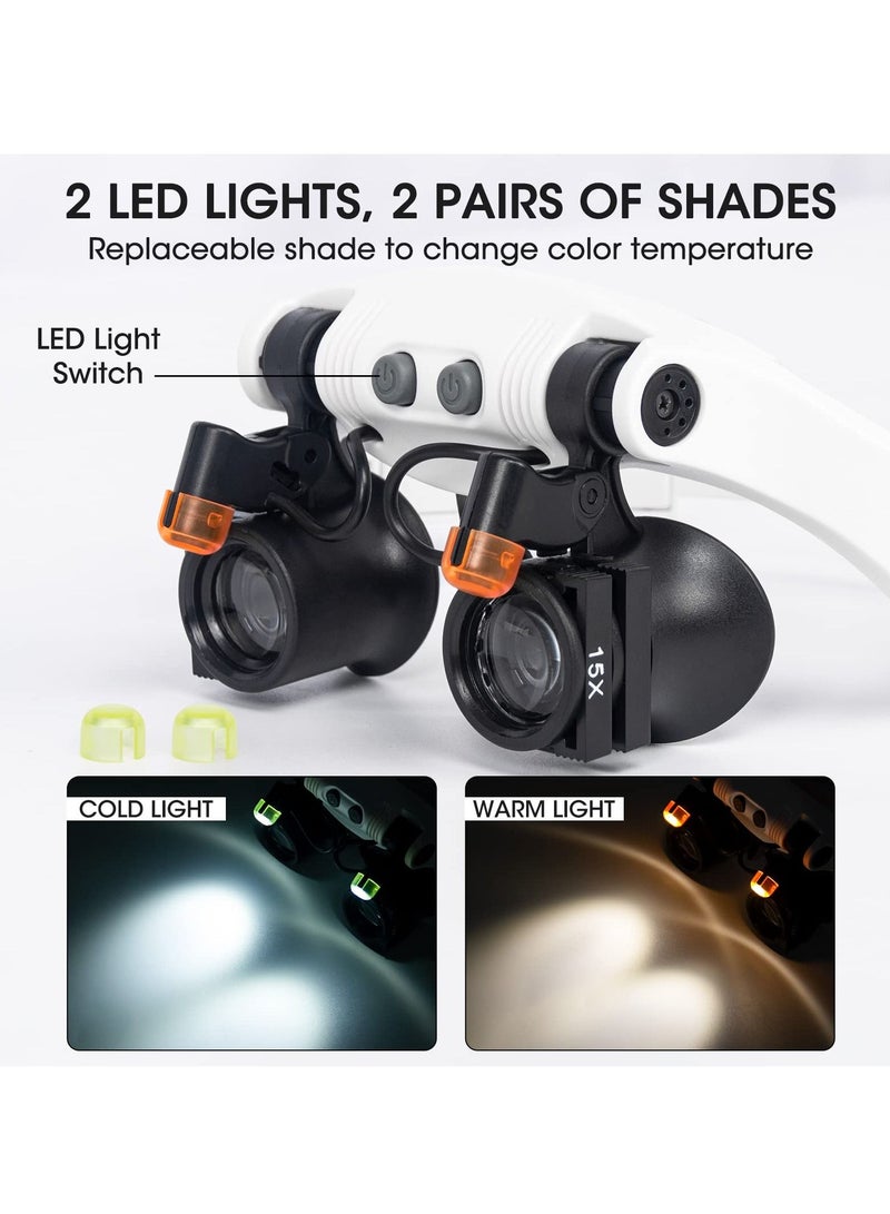 SYOSI Head Mount Magnifier, Headband LED Illuminated Magnifier for 7 Different Interchangeable Magnification Lenses and 21 Types of Magnification for Hands Free Head Magnifying Glasses for Close Work - Image 3