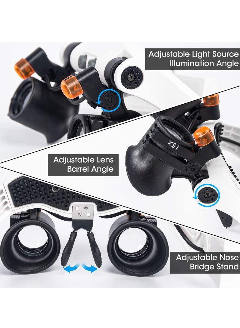 SYOSI Head Mount Magnifier, Headband LED Illuminated Magnifier for 7 Different Interchangeable Magnification Lenses and 21 Types of Magnification for Hands Free Head Magnifying Glasses for Close Work - Image 4