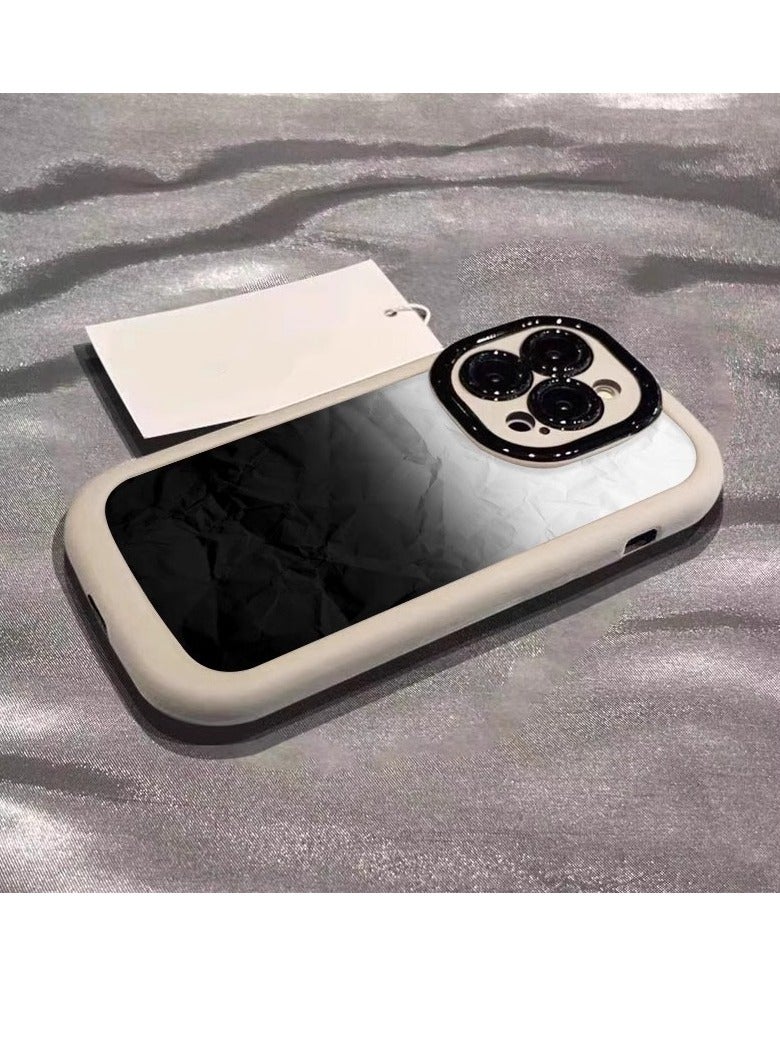 NIBEMINENT Minimal Gradient Protective TPU Case Cover For iPhone 16 Pro, White/Crease Gradient