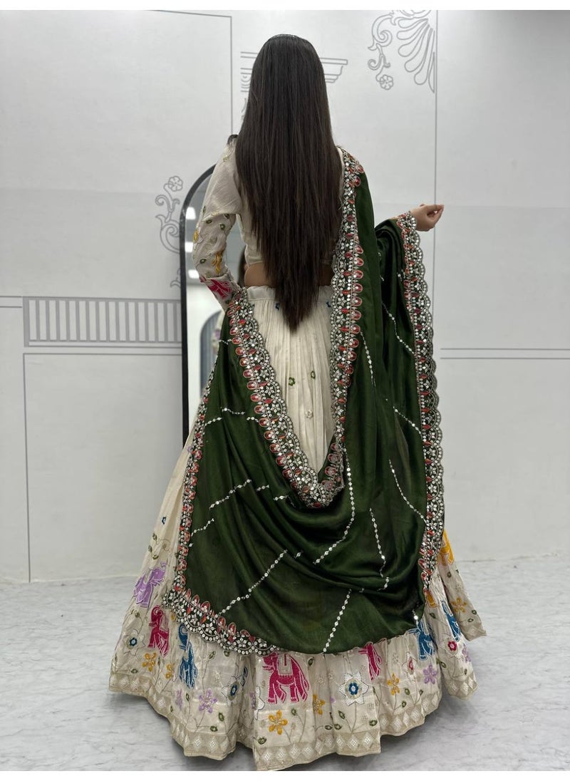 Super Asian Royal Pure Tissue Silk Lehenga Choli Set with Vichitra Silk Dupatta – Heavy Thread & 7mm Sequin Work | Fully Stitched  - Image 2