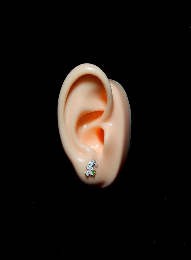 آيسروز أقراط صغيرة مرصعة بالفضة الإسترليني عيار 925 على شكل أرنب وردي وأبيض، مناسبة لعيد الفصح، رقم الموديل 28242 - Image 4