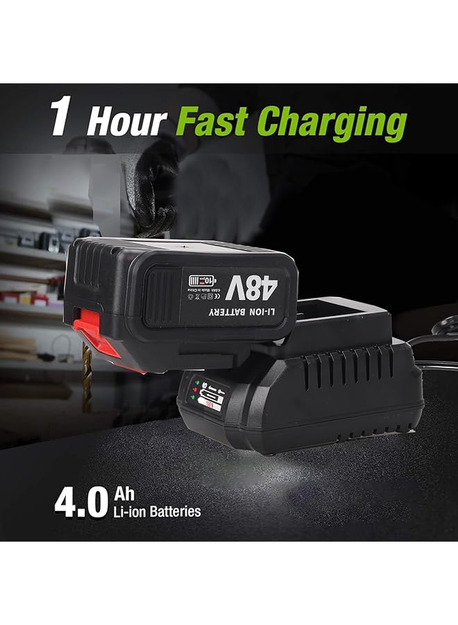 WEMART 48V Cordless Drill And Cordless Angle Grinder With 2 X Batteries And Charger Brushless Electric Drill 2 Speed 25+3 Torque Setting Compact Drill Driver Kit For Home And Diy Project - Image 5