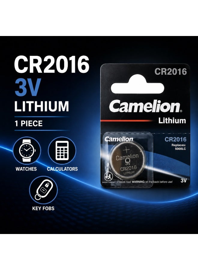 Camelion CR2016 3V Lithium Coin Cell Battery for Watches, Car Key Fobs, Calculators & Electronics - Image 2