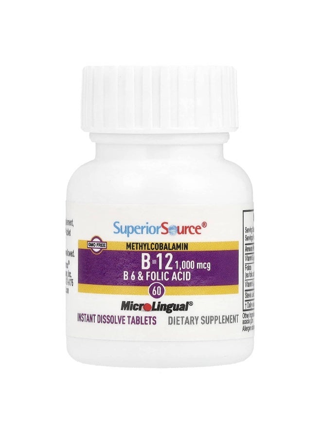 Superior Source, Methylcobalamin B-12, B-6 & Folic, 60 MicroLingual® Instant Dissolve Tablets - Image 3