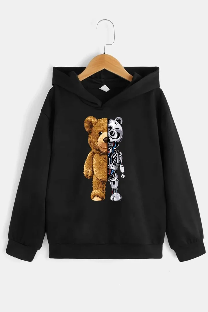 ONLYTRENDWEAR Kids Robobear Printed Sweatshirt 3-4 Years Old Black