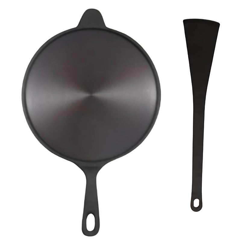 MUD N POT Pre Seasoned Cast Iron Dosa TawaRoti Tawa Long Handle Pan 105 inches Diameter Naturally Seasoned with Vegetable Oil Non Toxic Vintage - Image 1