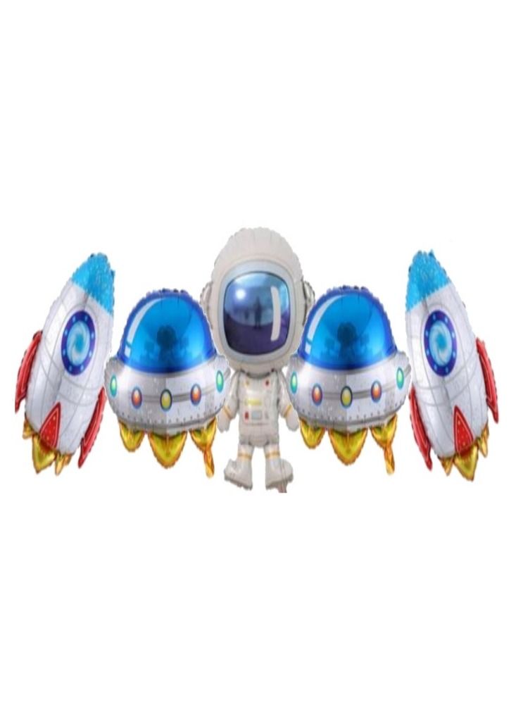 JOLLITY LLC لافتة بالونات من رقائق معدنية متداخلة، موضوع رائد فضاء في الفضاء الخارجي، حفلة عيد ميلاد، حفل استقبال مولود، زينة حفلات للأولاد والبنات - Image 1