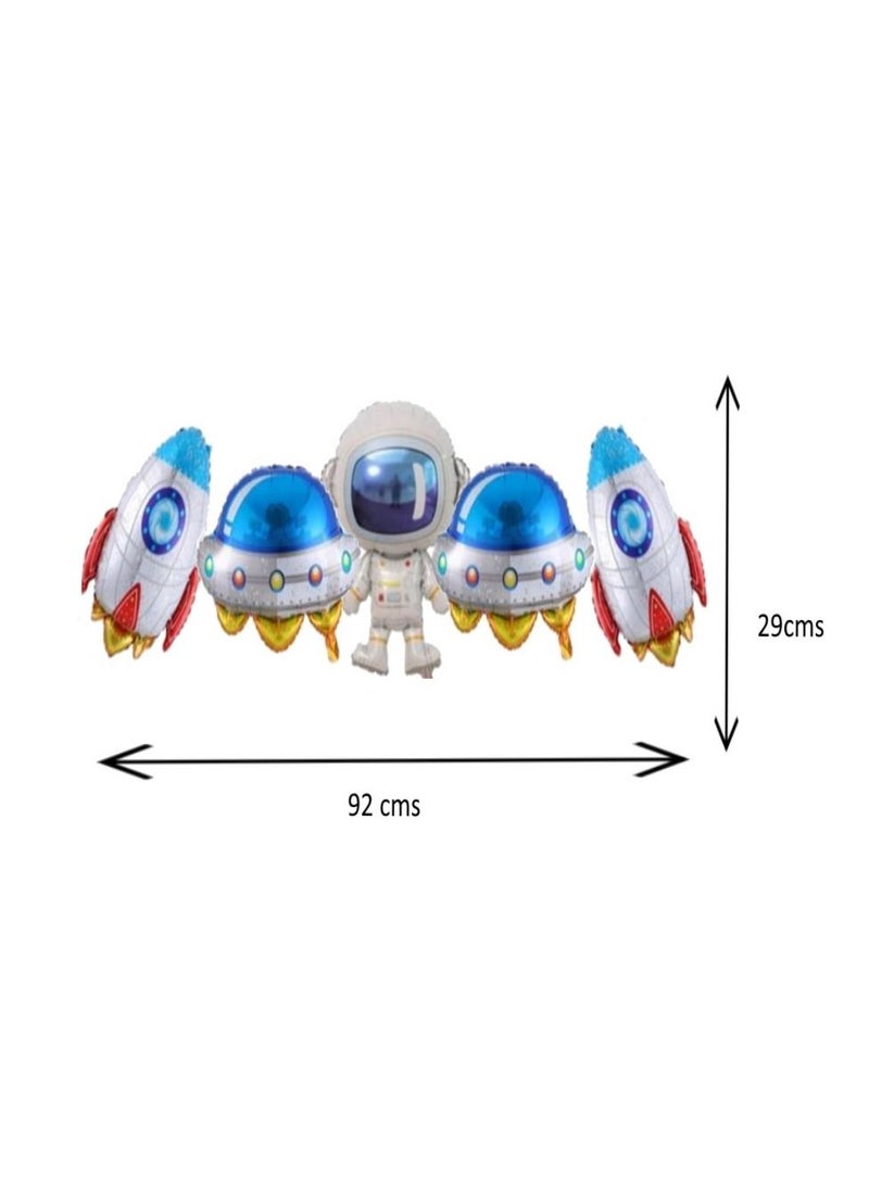 JOLLITY LLC لافتة بالونات من رقائق معدنية متداخلة، موضوع رائد فضاء في الفضاء الخارجي، حفلة عيد ميلاد، حفل استقبال مولود، زينة حفلات للأولاد والبنات - Image 2