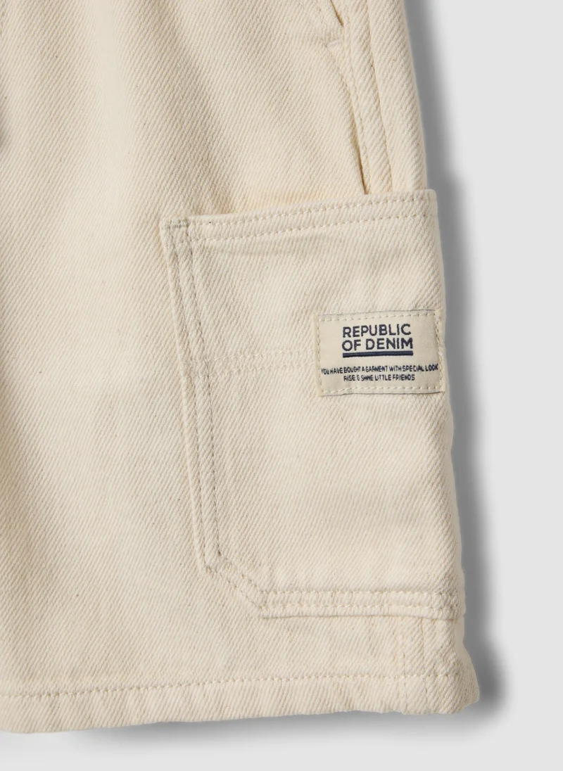 Ovs  OVS Boysâ€™ White Pure Cotton Cargo Shorts With Drawstring, Regular Fit for Men | Best Price UAE