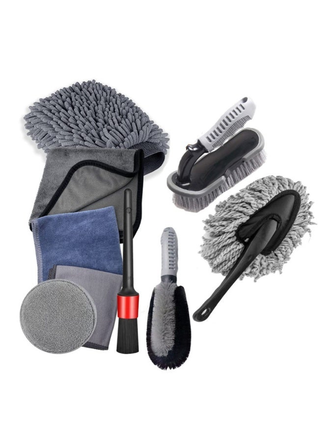 9-piece set of car wheel cleaning brush set, wheel cleaning brush, soft bristle wheel cleaning brush, tire polishing pad, car cleaning brush set - Image 1