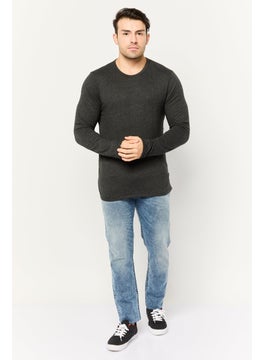 French Connection Men 2 Pieces Crew Neck Long Sleeves Plain T-Shirts, Black/Charcoal  - Image 3