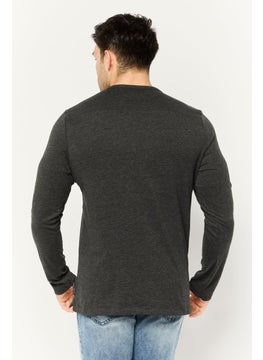 French Connection Men 2 Pieces Crew Neck Long Sleeves Plain T-Shirts, Black/Charcoal  - Image 2