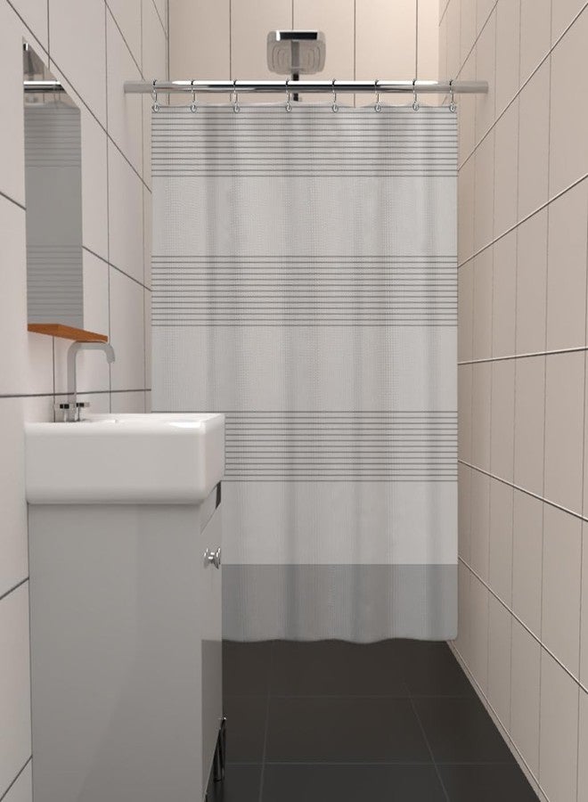 ggaimwf White Grey Striped Waffle Shower Curtain Farmhouse Plaid Patchwork Stall Bath Curtain Rustic Boho Neutral Bathtub Curtain for Kids Bathroom Decor Waterproof with Hooks 71x79 Inch - Image 3