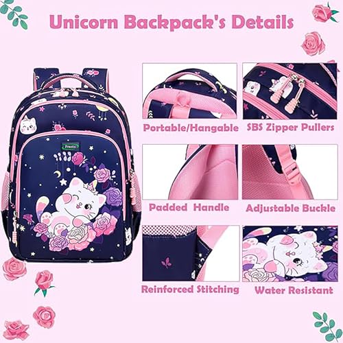 Frantic Waterproof Polyester 26 L School Backpack School Bag Daypack Picnic Bag For Boys & Girls(RR_Blue_Flower_Cat) - Image 3