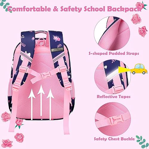 Frantic Waterproof Polyester 26 L School Backpack School Bag Daypack Picnic Bag For Boys & Girls(RR_Blue_Flower_Cat) - Image 4