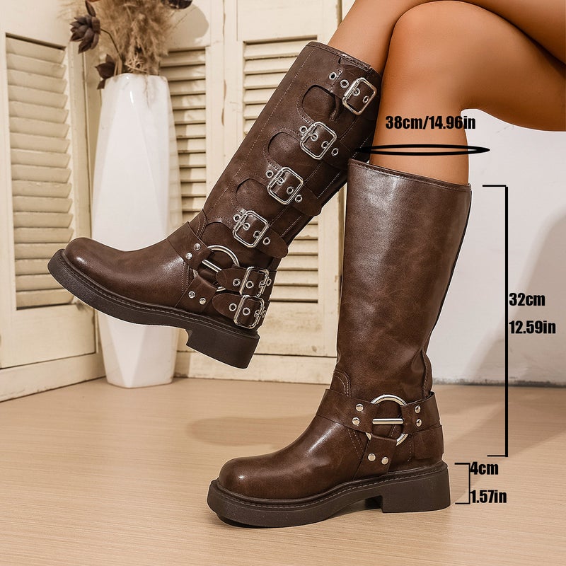 Summer Long Boots Thick-Soled This Year'S Popular Maillard Western Cowboy Knight Boots - Image 5