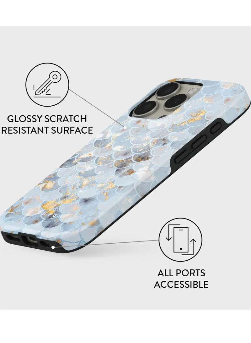 BURGA Luxury Styled Giltter iPhone 16  Pro Case Compatible with Double Layer Silicone Protective Case Mermaid Skin