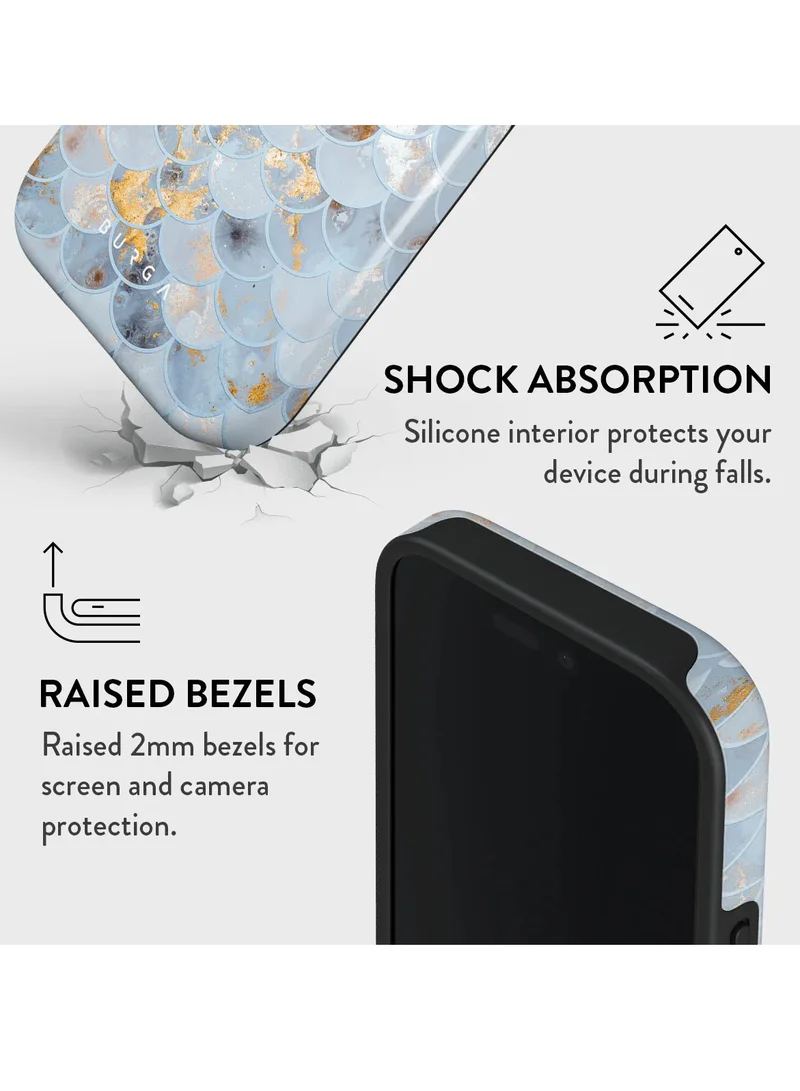 BURGA Luxury Styled Giltter iPhone 16  Pro Case Compatible with Double Layer Silicone Protective Case Mermaid Skin