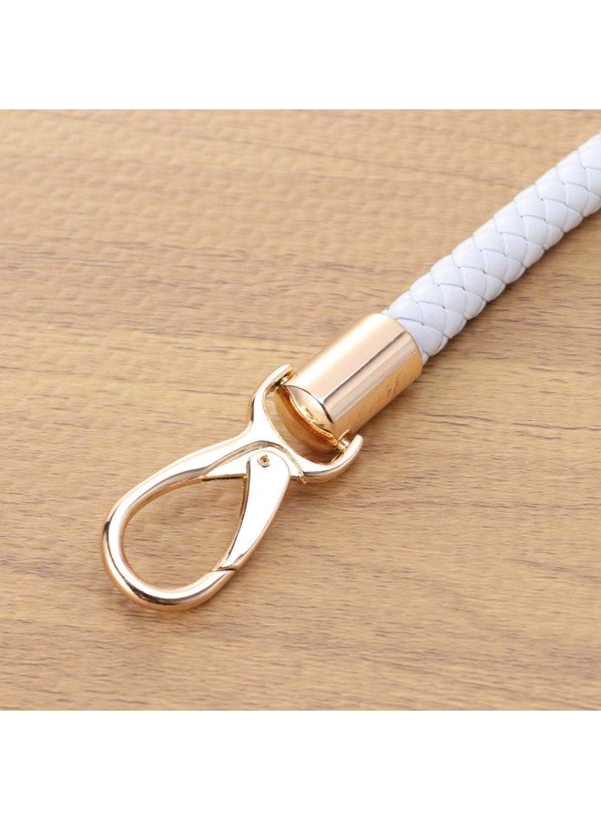 klarako Replacement Straps for Handbags 2pcs 52cm Replacement Purse Straps PU Leather Handbag Handles Gold Spring Buckle Handbag Bag Wallet Straps (White) Leather Wristlet Strap - Image 3