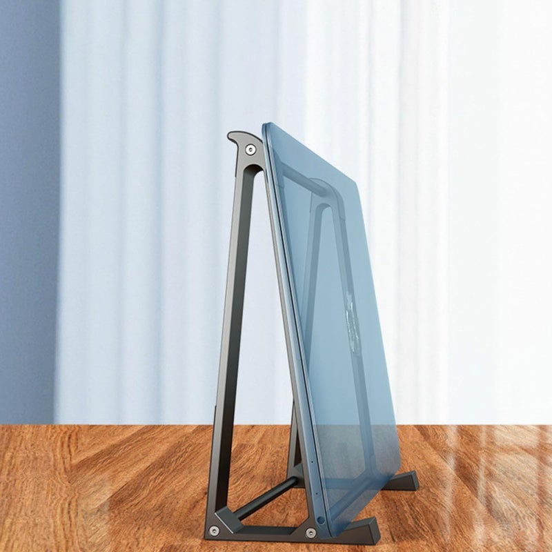 Portable Aluminum Alloy Laptop Stand Cooling Rack Adjustable Desktop Holder for Notebook PC Dark Gray, Foldable Computer Support for Travel and Office Use - Image 4