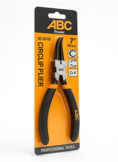ABC Circlip Pliers 7 inch (180 mm) , for quickly and easily installing or removing inner and outer circlips, used in repairing engines, gearboxes, or any mechanical parts that contain retaining rings, curved head made of chrome vanadium (C-V) steel, corrosion resistant, ideal for workshops, automotive, and industrial equipment  - Image 1