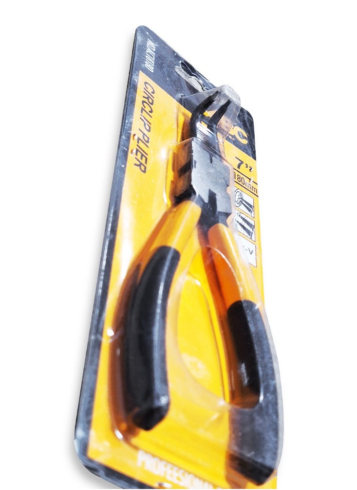 ABC Circlip Pliers 7 inch (180 mm) , for quickly and easily installing or removing inner and outer circlips, used in repairing engines, gearboxes, or any mechanical parts that contain retaining rings, curved head made of chrome vanadium (C-V) steel, corrosion resistant, ideal for workshops, automotive, and industrial equipment  - Image 4
