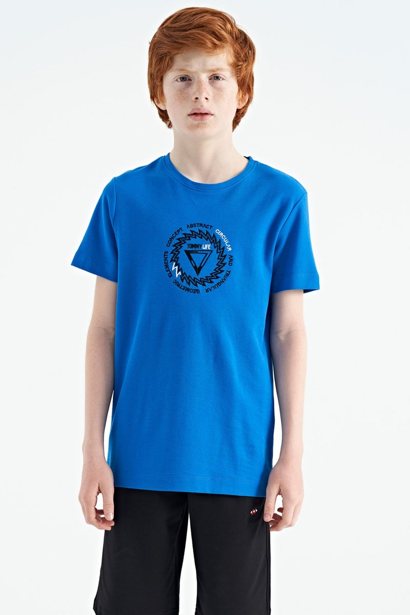 Tommy Life Saks Embroidery Detailed O Neck Standard Pattern Boy T-Shirt - 11115 - Image 1