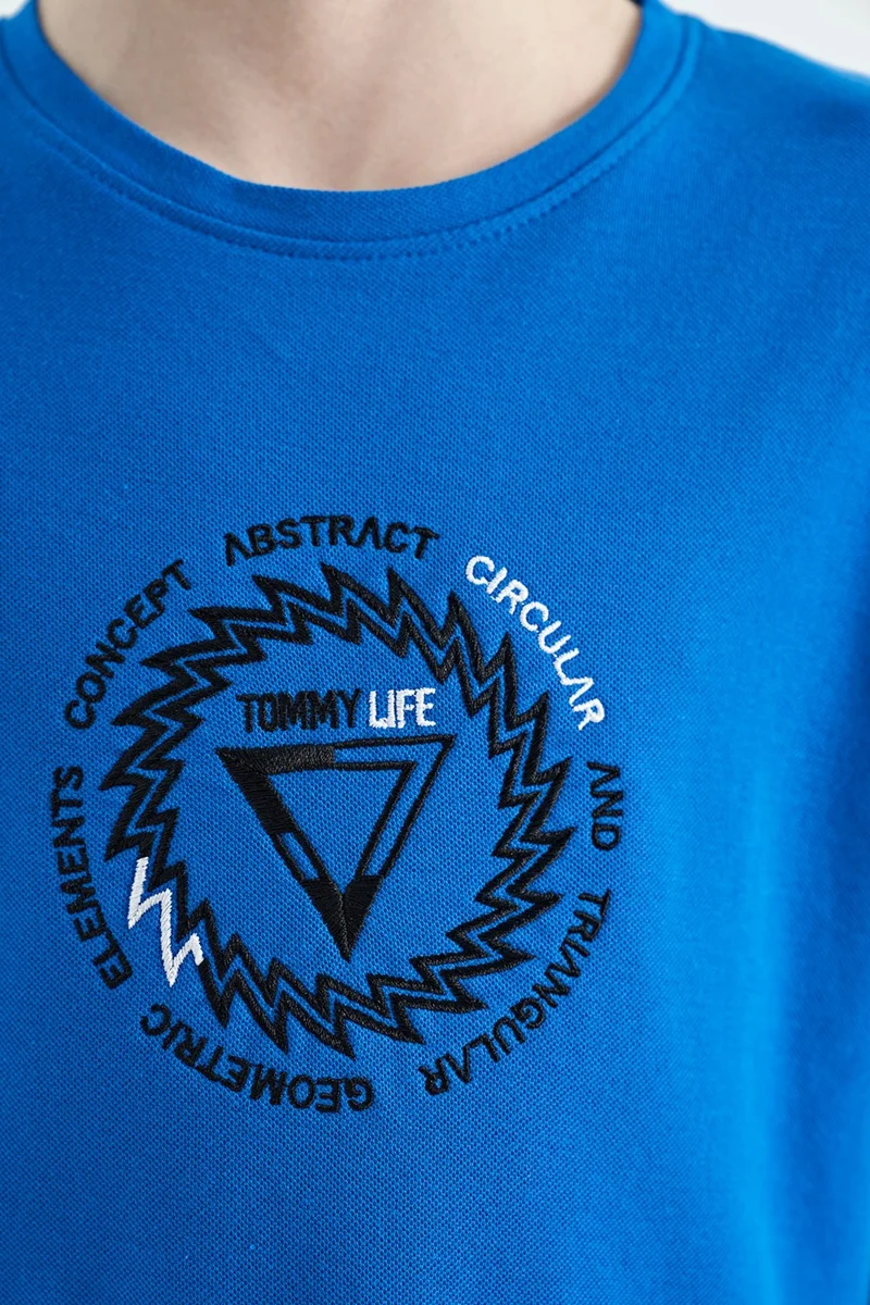 Tommy Life Saks Embroidery Detailed O Neck Standard Pattern Boy T-Shirt - 11115