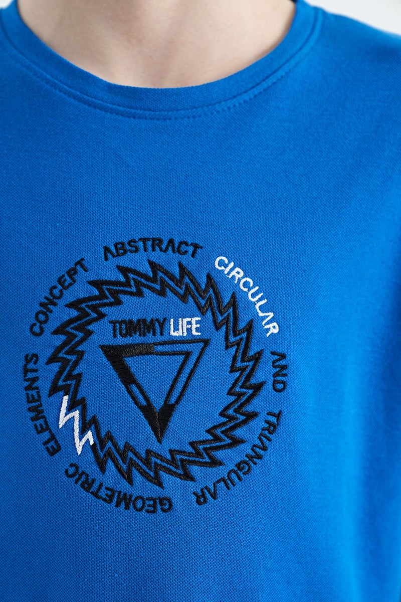 Tommy Life Saks Embroidery Detailed O Neck Standard Pattern Boy T-Shirt - 11115 - Image 2