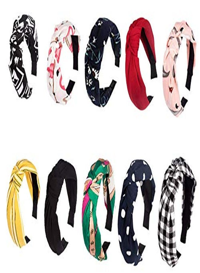 لايت هاوس ربطة شعر من قماش متين مزينة بحواف، ربطة شعر بلاستيكية للبنات والسيدات، عبوة من 10 قطع - Image 2