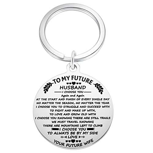 Aesnefe To My Future Husband Keychain Gifts for Him, Engagement Gift for Fiance, Romantic Keyring Gift for Valentines Day Wedding Anniversary Birthday Christmas from Wife - Image 1