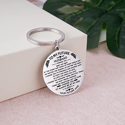 Aesnefe To My Future Husband Keychain Gifts for Him, Engagement Gift for Fiance, Romantic Keyring Gift for Valentines Day Wedding Anniversary Birthday Christmas from Wife - Image 5