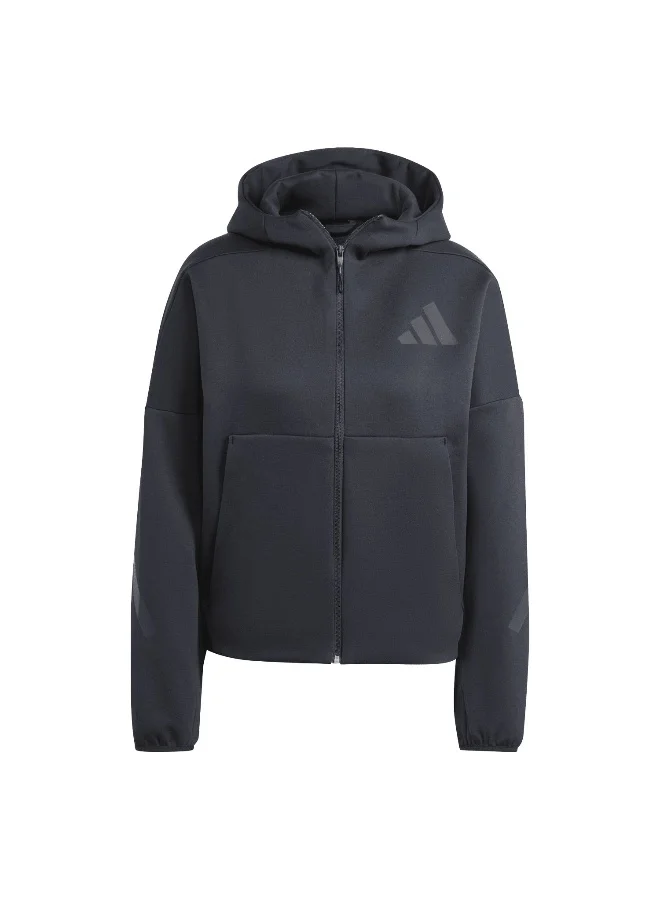 adidas Adidas W Z.N.E. Fz Black Hooded Track Top Track Tops For Women