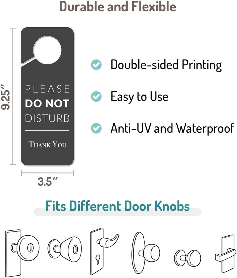 Fun-Plus Do Not Disturb Door Hanger Sign, 2 Pack (Printed on Both Sides), 9.3″x3.5″PVC Plastic, Please Do Not Disturb Sign for Home, Office, Hotel, Bathroom, Bedroom, Pumping, Breastfeeding, Therapists, Clinic - Image 2