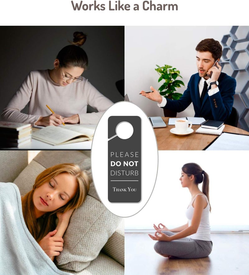 Fun-Plus Do Not Disturb Door Hanger Sign, 2 Pack (Printed on Both Sides), 9.3″x3.5″PVC Plastic, Please Do Not Disturb Sign for Home, Office, Hotel, Bathroom, Bedroom, Pumping, Breastfeeding, Therapists, Clinic - Image 4