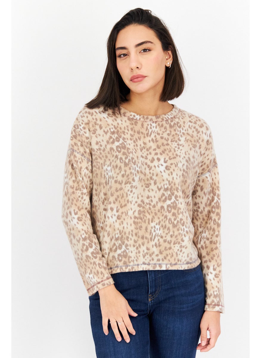 Women Round Neck Long Sleeves Animal Print Shirt, Beige - pzsku/ZBAFB5E0EC0DEB68BCD69Z/45/_/1724351187/c9fd5bc9-e807-4a4d-a0eb-e00309ff572c