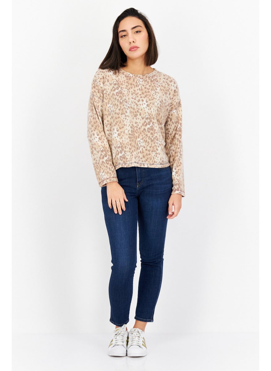 Women Round Neck Long Sleeves Animal Print Shirt, Beige - pzsku/ZBAFB5E0EC0DEB68BCD69Z/45/_/1724351189/f62a6bc3-6bfd-4813-8df4-ed6af805e5ab