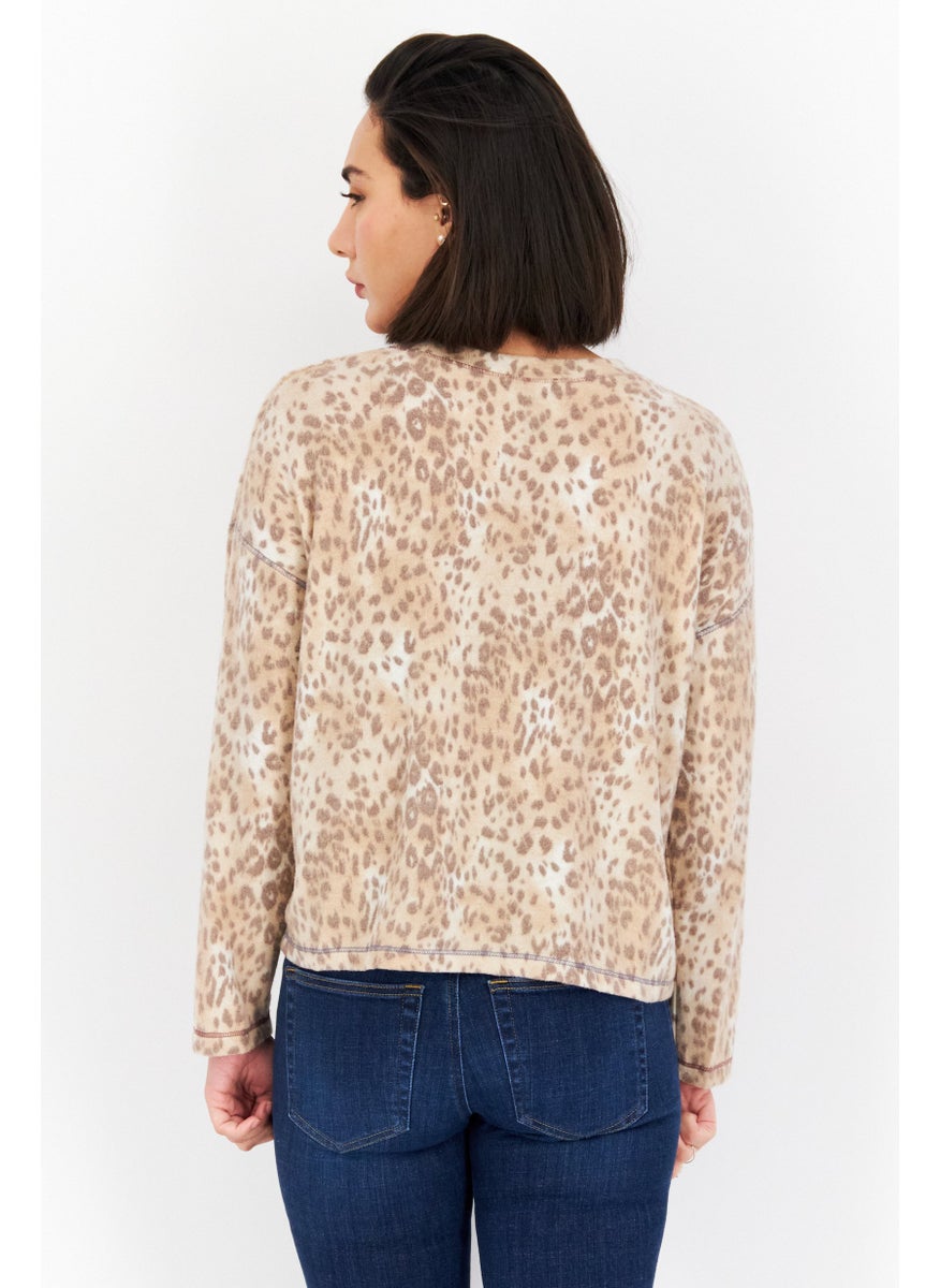 Women Round Neck Long Sleeves Animal Print Shirt, Beige - pzsku/ZBAFB5E0EC0DEB68BCD69Z/45/_/1724351190/5ade146d-2610-46c4-9b20-dc0015ed771d