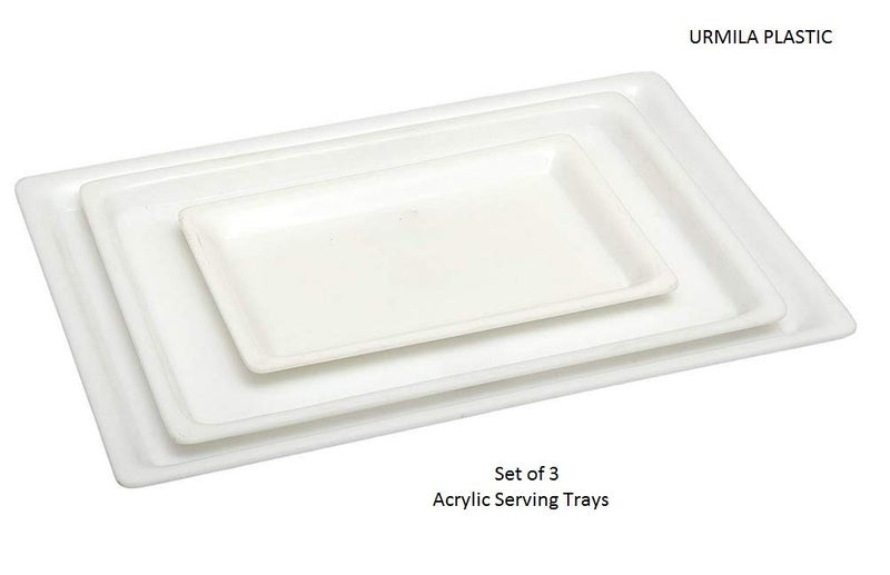 Urmila Plastic® Rectangular Acrylic Serving Trays - Set of 3 - Image 4