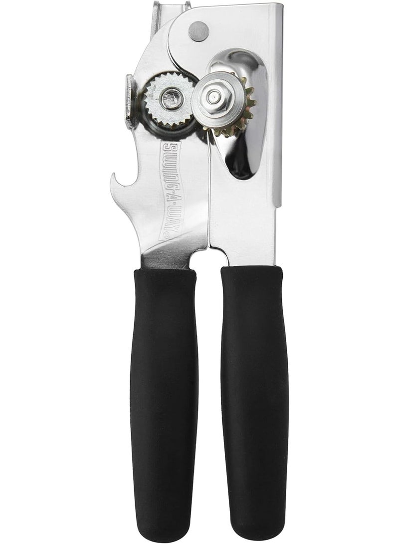 Swing-A-Way Comfort Comfort Grip Can Opener - All-Steel Construction, Smooth - Easy to Use, High-Carbon Cutting Wheel, Integrated Bottle Opener, Easy to Clean, Ideal for Arthritis and Seniors (Black) - Image 1