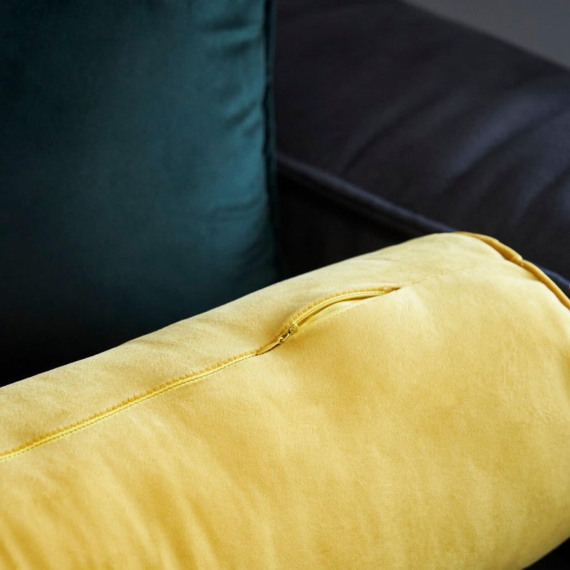CottonFry غطاء وسادة بولستر دائري | 100% مخمل ناعم سادة وغطاء بولستر فاخر 30" x 15" لمجموعة ديوان غرفة المعيشة (16x32، أصفر ليموني، 1) - Image 2
