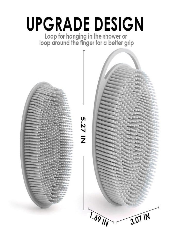 RamPula Silicone Loofah Scrub, Silicone Body Scrubber, Set of 2, Soft Body Scrub, Bath Sponge, Shower Loofah Scrubber Brush for Sensitive Kids, Women, Men, All Skin Types (Black and Grey) - Image 4