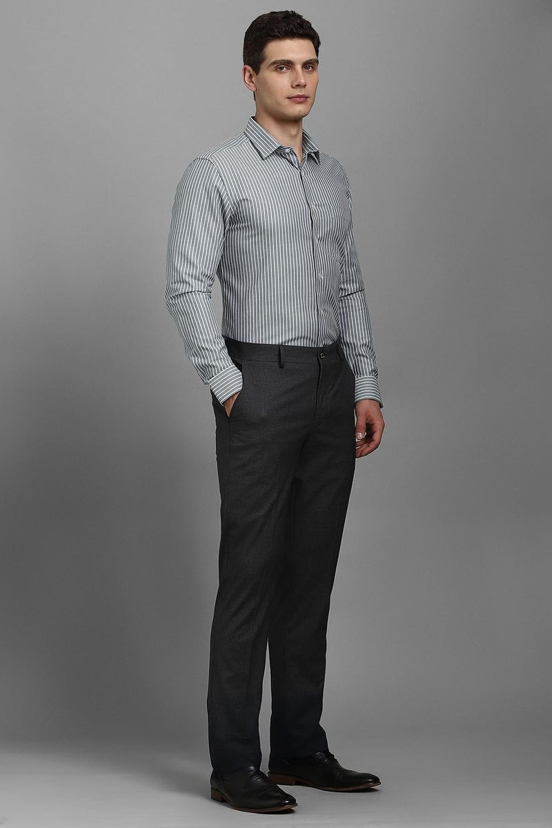 Louis Philippe Men Cotton Striped Slim Fit Shirt (LPSFMSLPR30093_Grey, 40 - Image 5