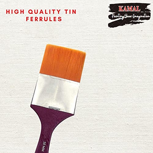 KAMAL® Flat chapta Golden Synthetic Hair Painting Brushes (taklon) 50 MM - Image 4