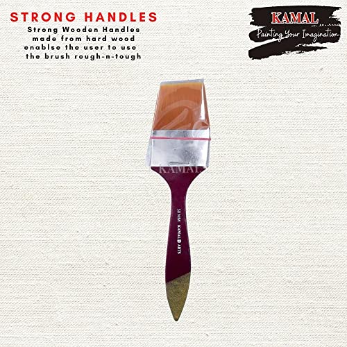 KAMAL® Flat chapta Golden Synthetic Hair Painting Brushes (taklon) 50 MM - Image 3