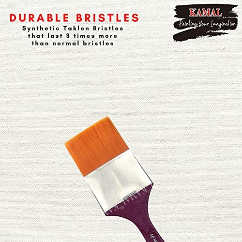 KAMAL® Flat chapta Golden Synthetic Hair Painting Brushes (taklon) 50 MM - Image 2