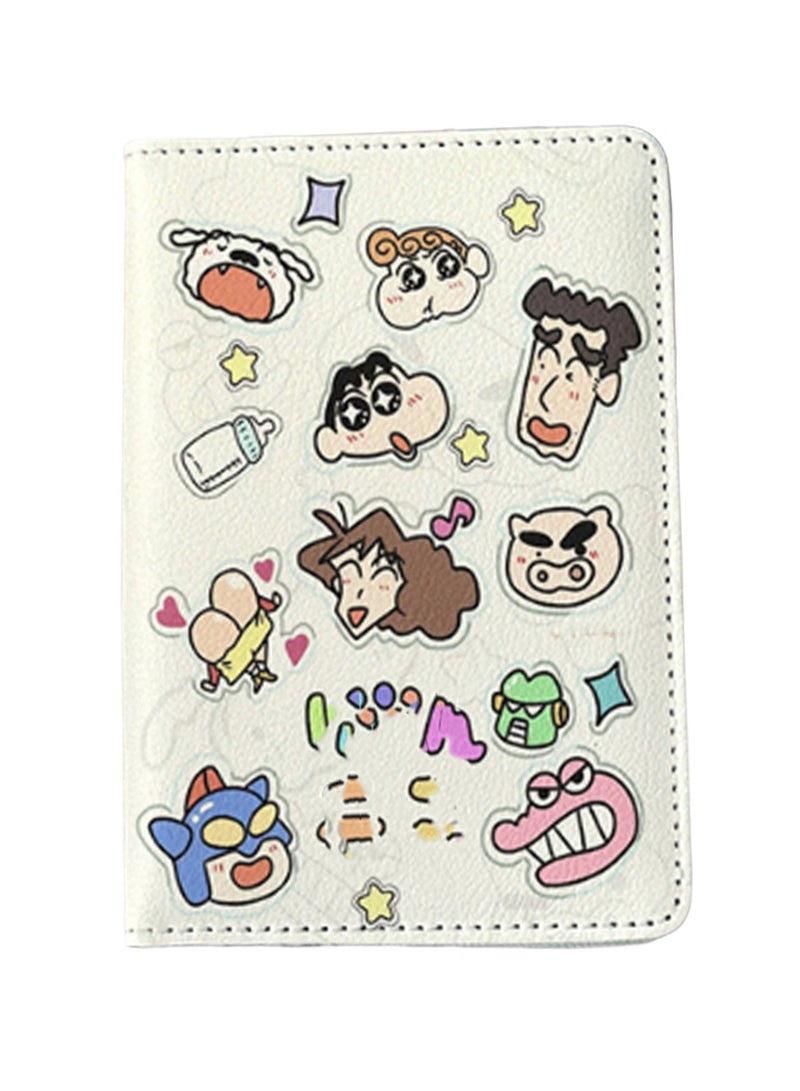 White Cartoon 1 Passport Holder Multi-Function Card Holder Passport Protection Cover, Id Card Storage Cover Boy And Girl Card Holder Pu Leather Travel Id Card Holder, Travel Accessories - Image 1