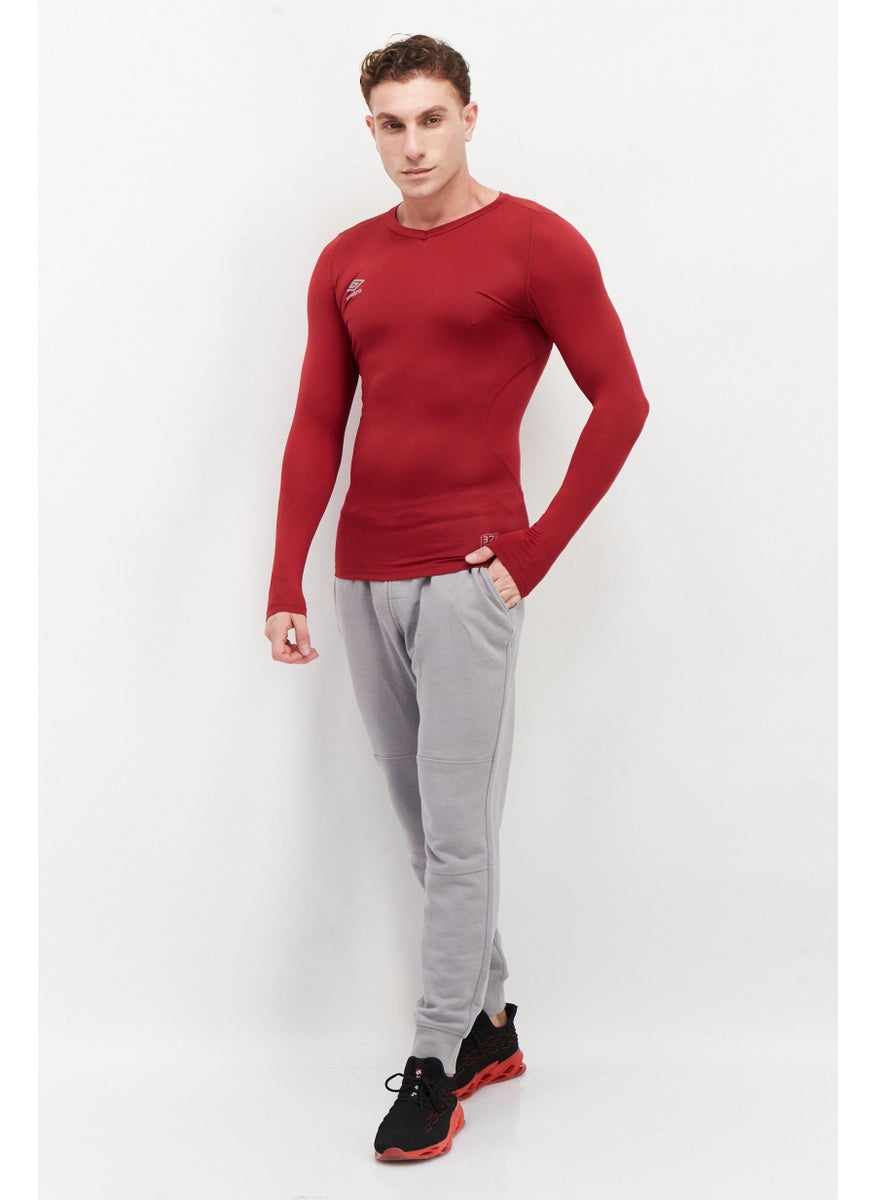 umbro Men Sportswear Fit Long Sleeves Training T-Shirt, Red  - Image 3